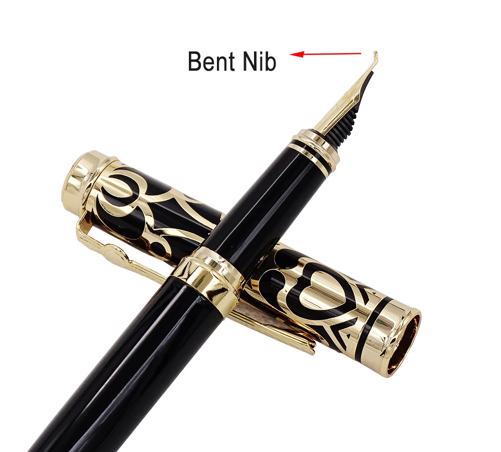 Duke Noble Sapphire Fude Calligraphy Fountain Pen Iridium Bent Nib , Black & Golden Cap Ideal Art Office Home School Supplies duke elegant calligraphy fountain pen classic bent nib writing gift pen   color business office home supplies