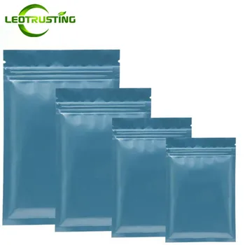 

Leotrusting 100pcs Small Glossy Blue Aluminum Foil Ziplock Bag Flat Bottom Metallic Mylar Blue Zip Bag Herbal Fidget Spinner Bag