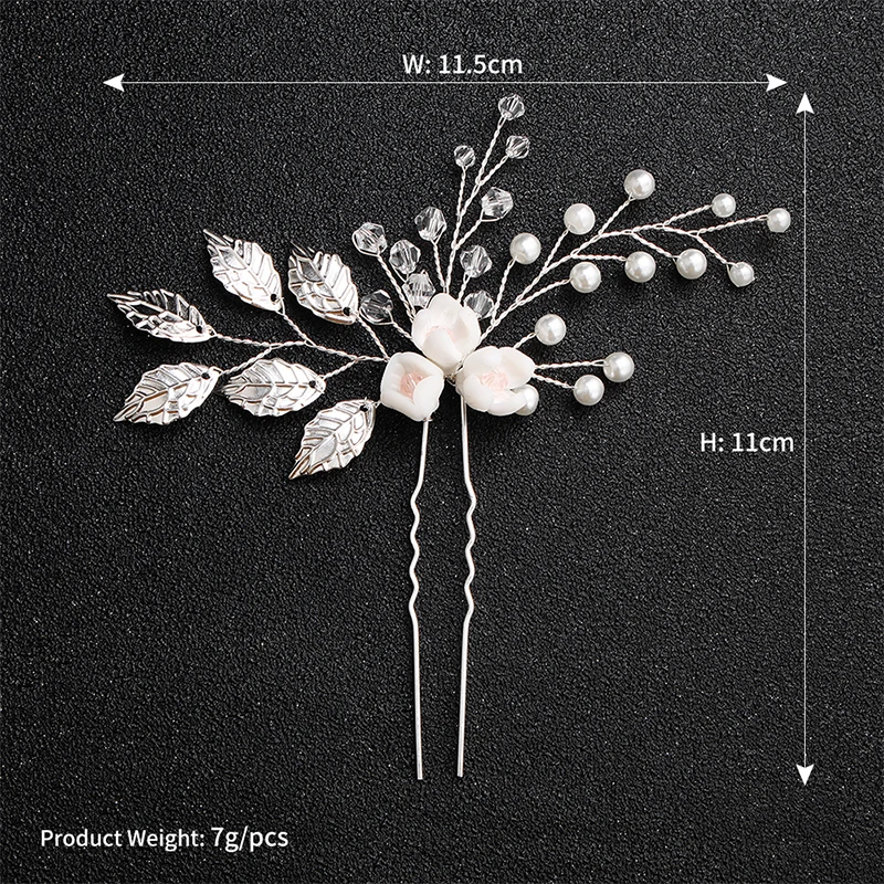 Miallo новейший белый цветок Серебряный цвет листья ручной работы свадебные шпильки для волос Заколки ювелирные аксессуары Кристалл Головные уборы