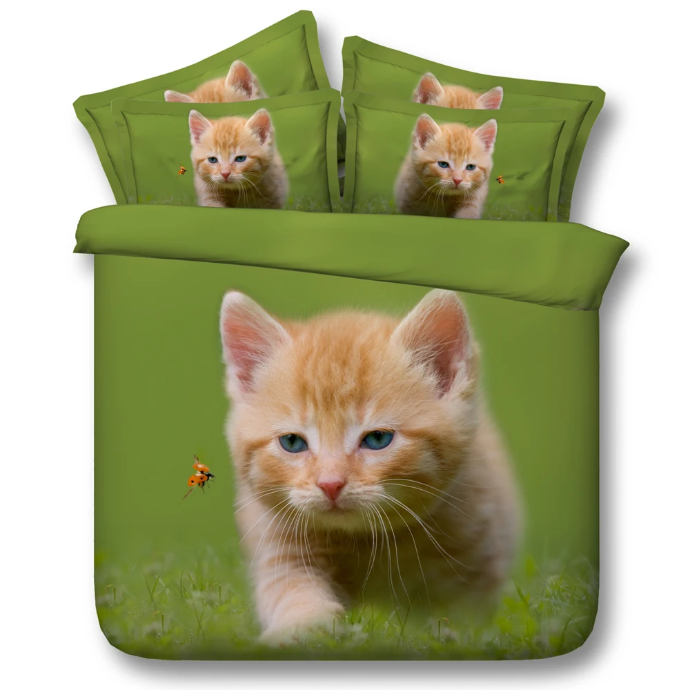 

cat bed linens 3d print comforter quilted cover queen twin bedding sets 3/4pc bedspreads king sizes 500tc boys girls home decor