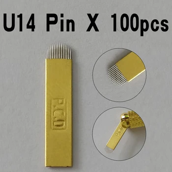 

100 pcs pcd 14 pin u shape Hard needle microblading u hard blades microblading pencil eyebrow tattoo supplies