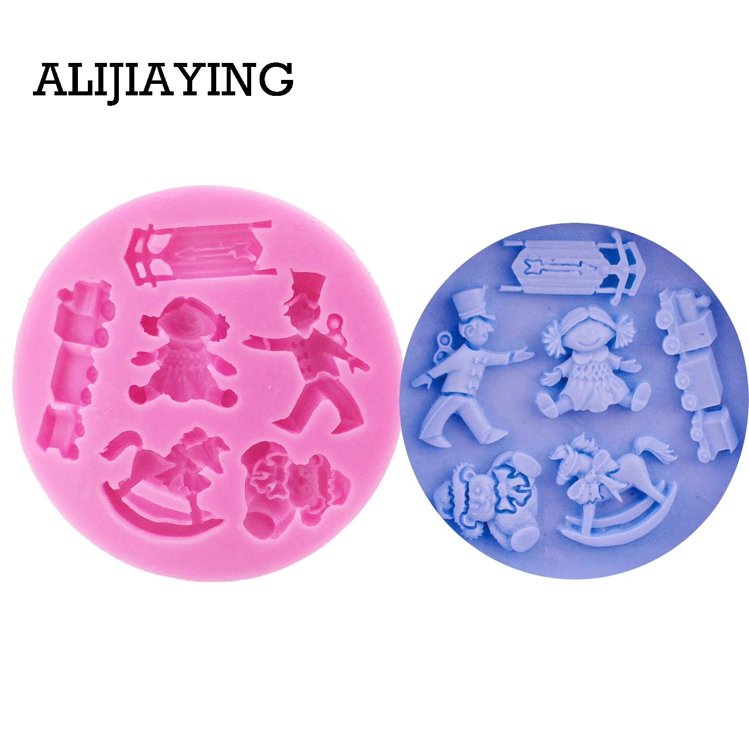 

M0025 1Pcs Cartoon Trojan train doll chocolate chocolate Party cake decorating tools DIY baking fondant silicone mold