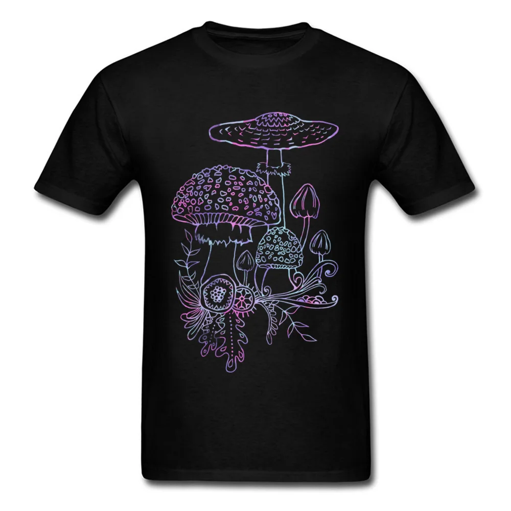 

2018 New Coming Men T-shirt Black Tee Shirt Mushroom Cartoon Painting Male Unique Street Fashion Tops Personalized