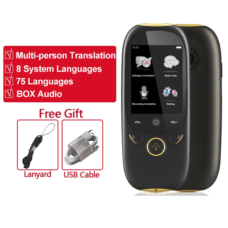 

K1 AI Smart Voice Translator Wifi Hospot Handheld Real Time Instant 75 Languages 2.0 Touch Screen 1280mAH Translation