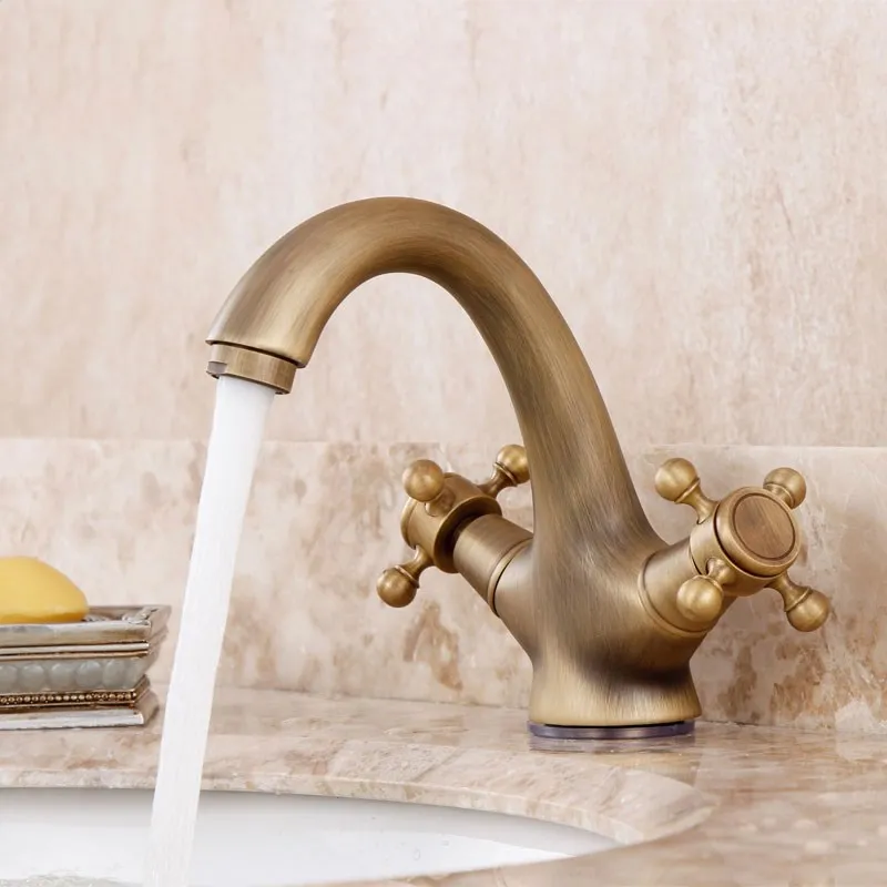 Antique Brass Faucet Bathroom Basin Sink Mixer kitchen taps Bathroom
