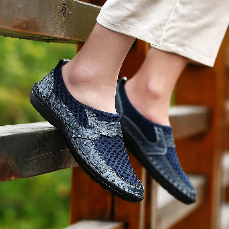 ZUNYU/Новая мужская обувь Летняя дышащая обувь с сеткой мужская повседневная обувь модная летняя обувь из натуральной кожи Мужская мягкая удобная обувь