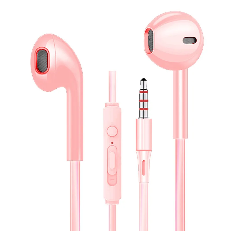 EGRINCY, спортивные наушники-вкладыши, басовые наушники, модные наушники с микрофоном, разъем 3,5 мм, стерео наушники для iPhone, мобильного телефона, Xiaomi - Цвет: Розовый