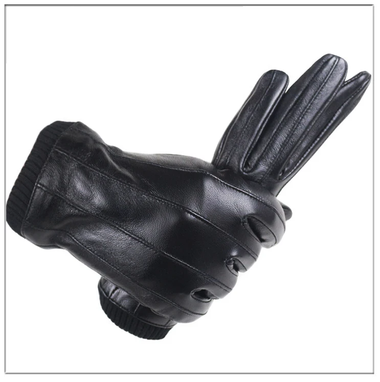 Longkeperer зимние мужские перчатки из натуральной кожи новые брендовые перчатки с сенсорным экраном модные теплые черные перчатки из сафьяна