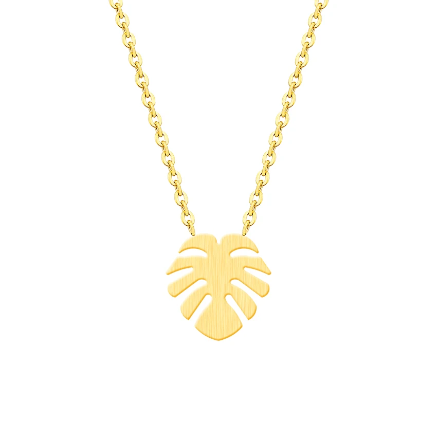 

ACEBFEET Fashion Stainless Steel Necklace For Women Leaf Necklaces Pendants Jewelry Chocker Bijoux Femme Gold Silver Choker