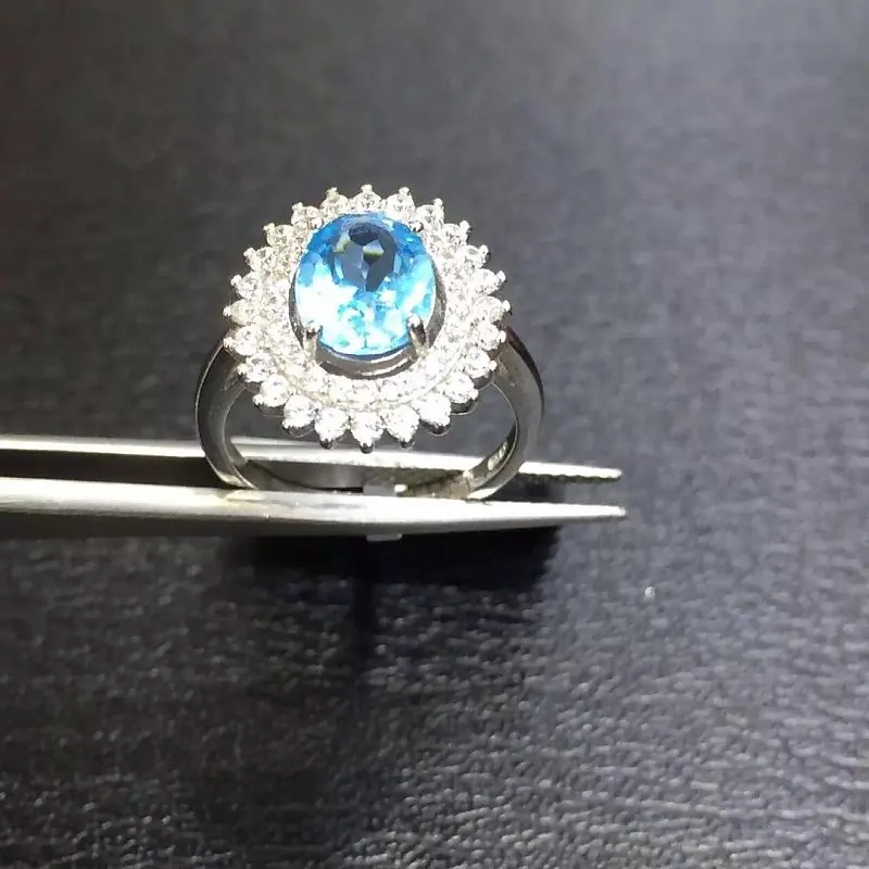 Qi Xuan_Blue Stone модные ювелирные изделия Rings_Finger Rings_S925 Твердые серебряные модные синие кольца производитель прямые продажи