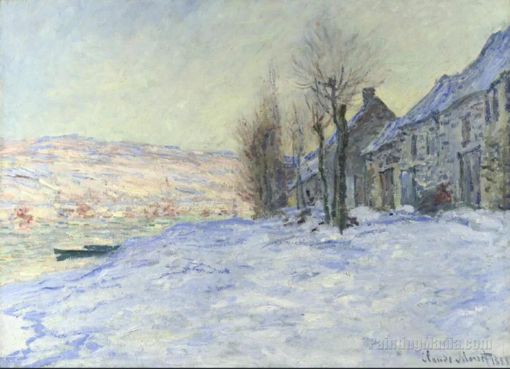 

High quality Oil painting Canvas Reproductions Lavacourt, Sun and Snow (1879) By Claude Monet hand painted