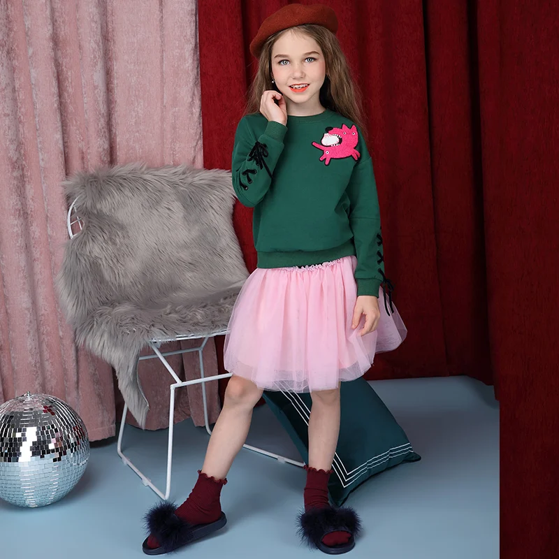 цена Girls' cartoon sweater 2018 new autumn suit Pullover