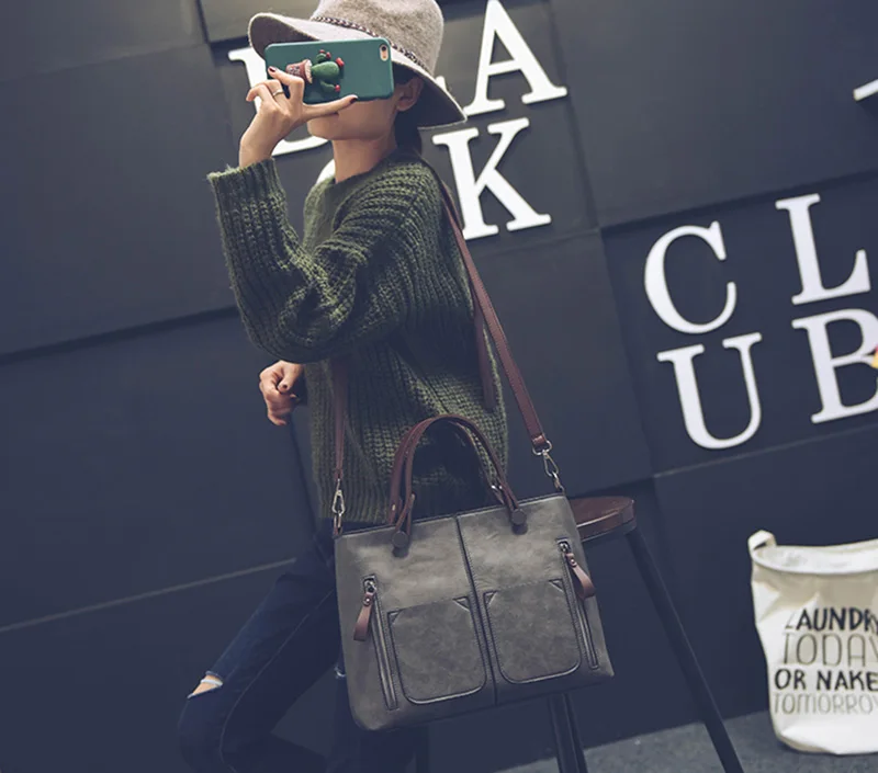 Women Shoulder Bag Vintage PU Leather Casual Totes Female Daily Shopping Bags Luxury Designer Ladies Handbag Dames Tassen SS0375 (13)