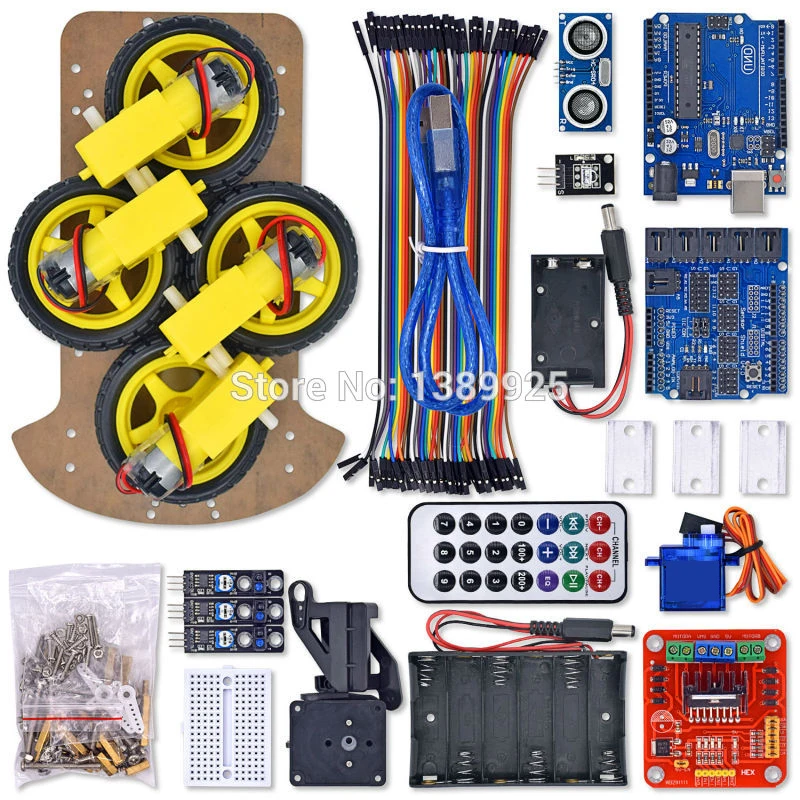 

10set/lot Multi-Functional 4WD Robot Car Chassis Kits UNO R3 170 point Mini breadboard For Robot Car Assembly Kit Free Shipping