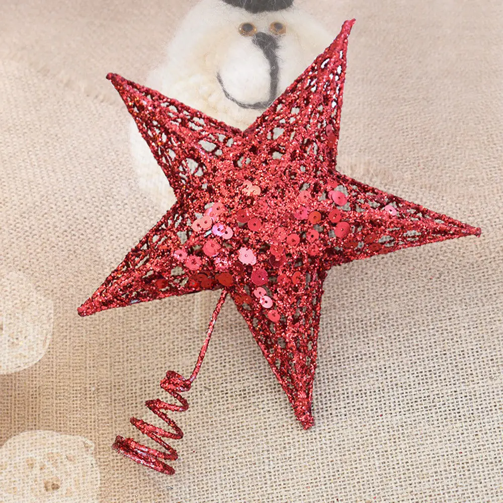 Christmas Tree Topper Glitter Star Home Decor Merry Christmas Sequin Ornaments Tree Topper Colorful Craft Xmas DIY Accessories