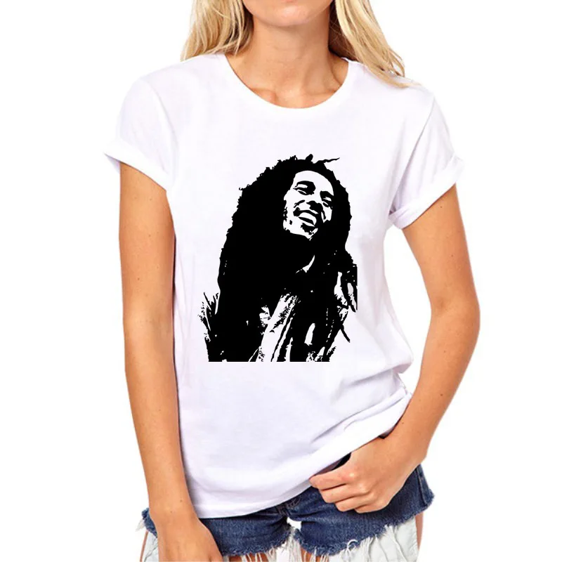 

New Fashion Bob Marley rock music women t shirt style Short-sleeved white 3D printed Kawai girl T-shirt clothing 14N-23#