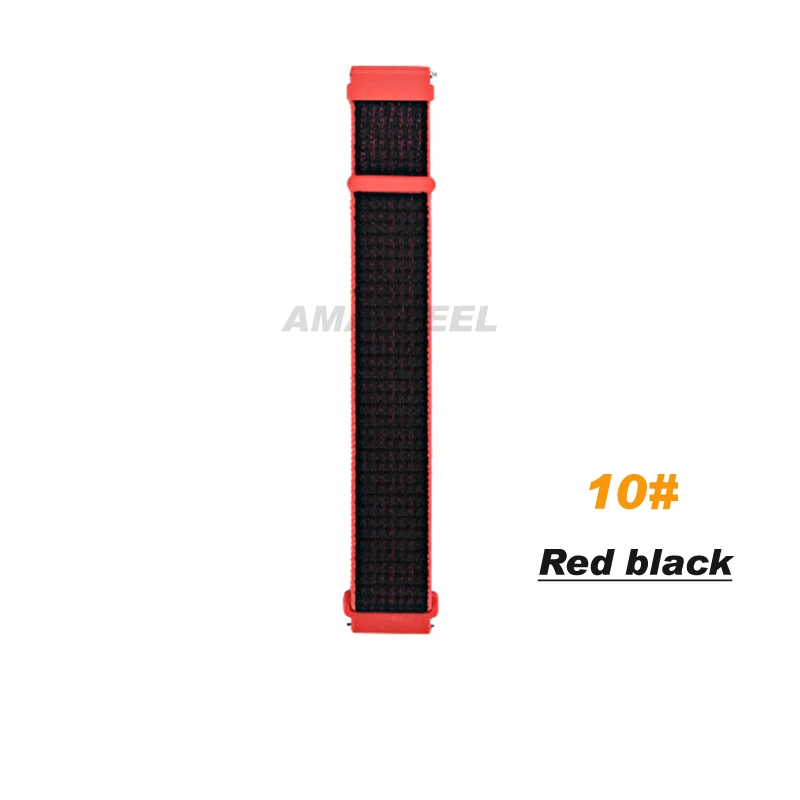 Ремешок на запястье для Huami Amazfit GTS тканый браслет нейлоновая петля для Amazfit GTR 42 мм 47 мм ремешок 20 мм 22 мм браслет - Цвет: 10.red black