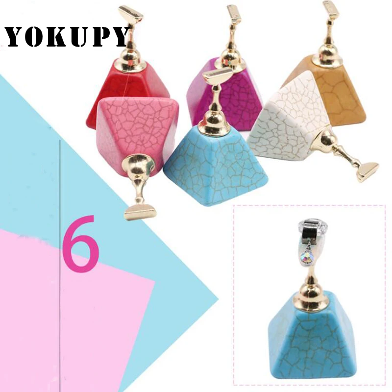 

Magnetic False Nail Tips Practice Holder Turquoise Crack Stone Base Alloy Display Stand Manicure Gel Polish Showing Shelf Tool