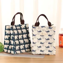 Portable Insulated Neoprene font b Lunch b font font b Bag b font Canvas Stripe Thermal