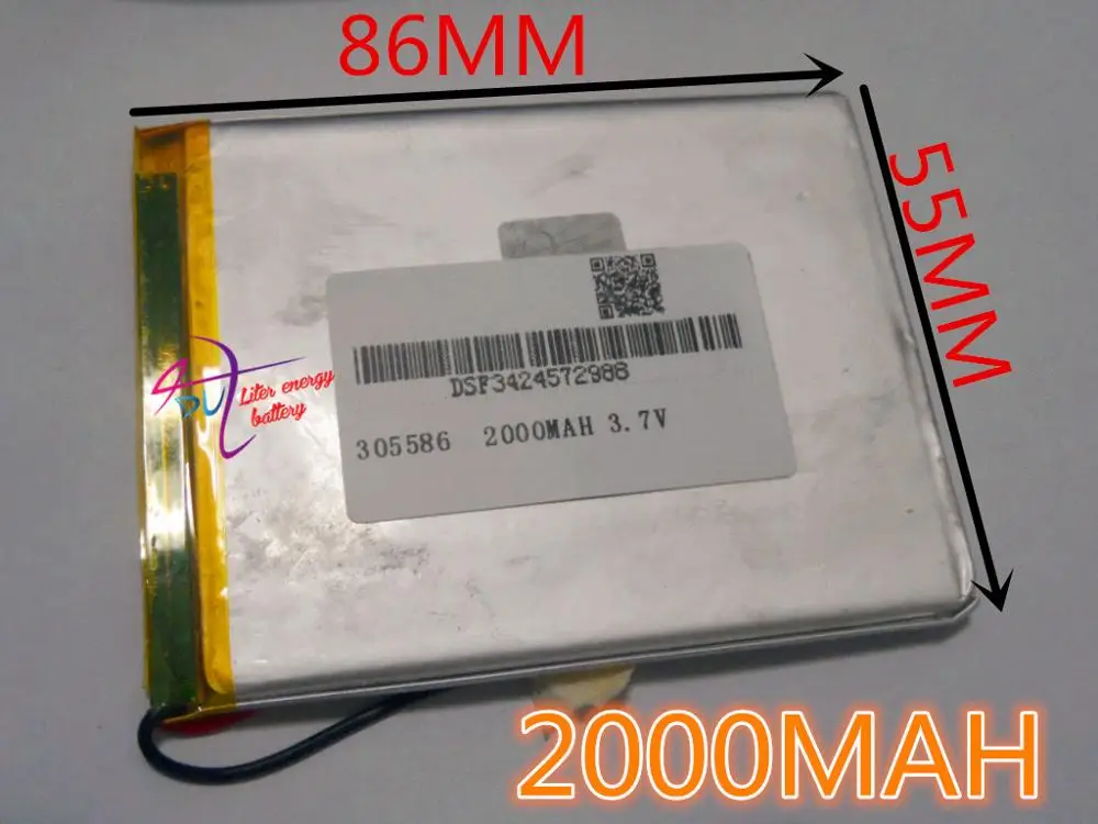 

best battery brand Size 305586 3.7V 2000mAh Lithium polymer Battery with Protection Board For PDA Tablet PCs Digital Products Fr