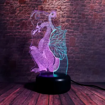 

Dragon Animal Model 3D Nightlight LED Mixed Color Light Jurassic World Dragon Figure Toys