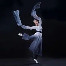 Best Price chinese long sleeves dance costumes black and white gradient color water sleeves Poetry ink Classical dance fairy costume Best Price chinese long sleeves dance costumes black and white gradient color water sleeves Poetry ink Classical dance fairy costume