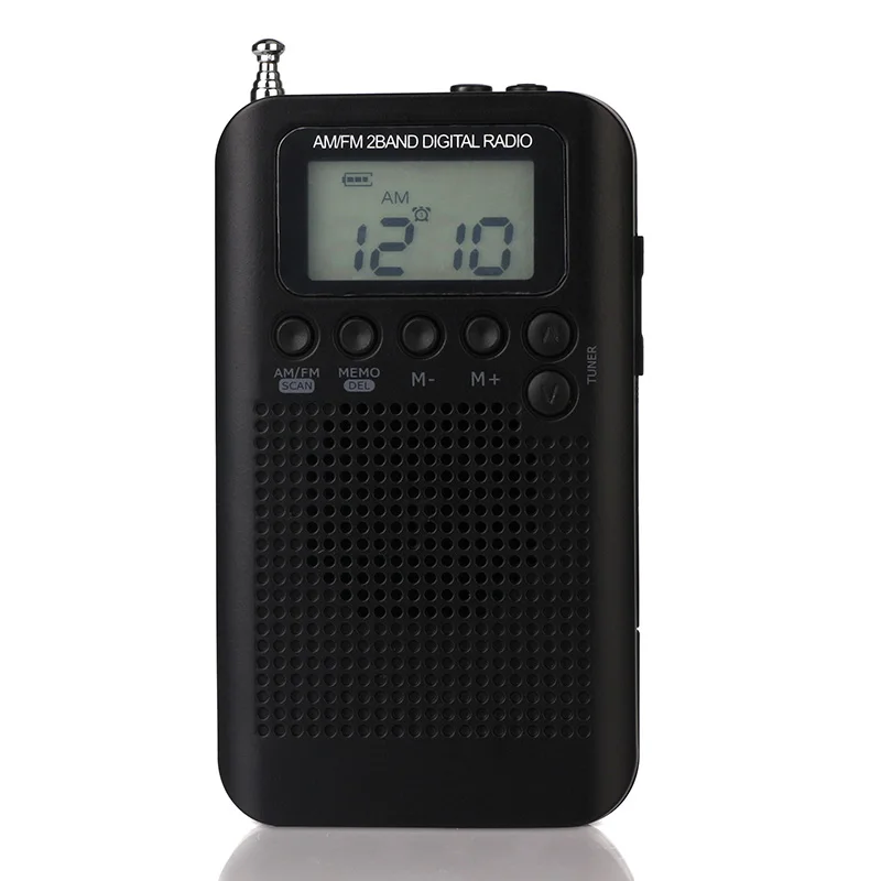 Мини ЖК-дисплей цифровой FM/AM радио динамик с функцией отображения времени 3,5 мм портативное минирадио Ручной цифровой FM динамик плеер