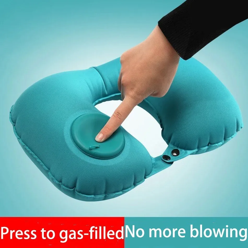 

Portable Travel Pillow Press Gas-filled Air U-Shape Neck Pillow Cervical Vertebra Caring Easy Inflatable Pillow Free Gift