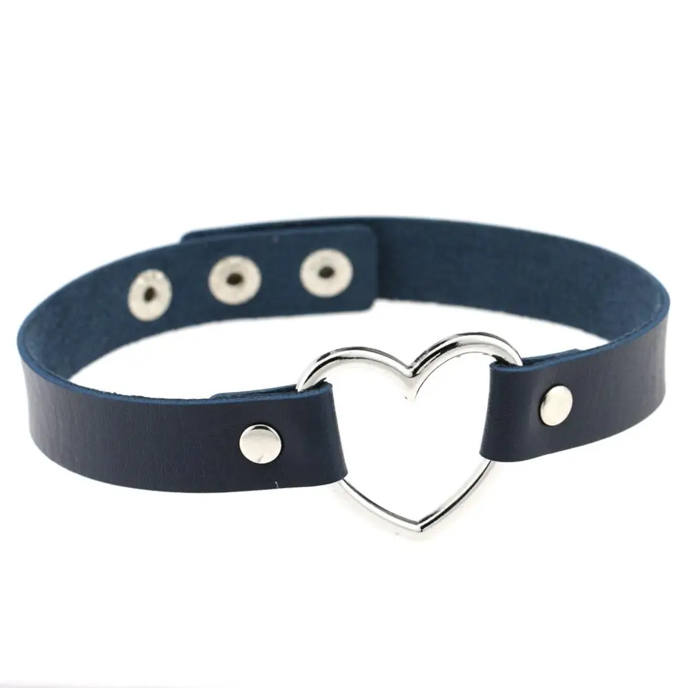 

Adjustable Punk Emo Heart Choker Necklace PU Leather Collar collier feme Anime Cosplay Gothic for women