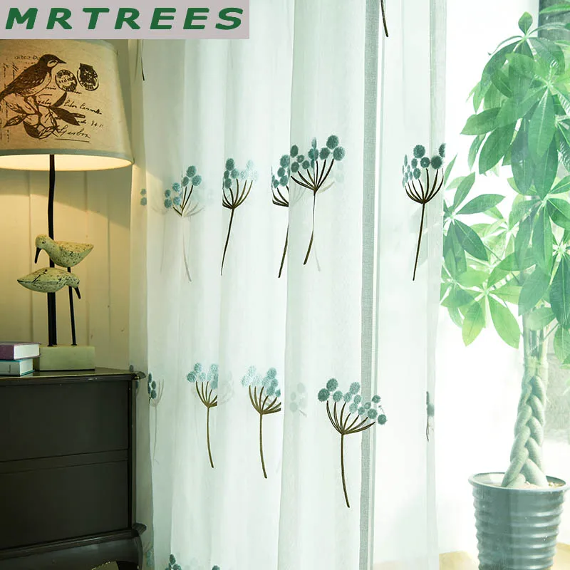 MRTREES современный вышитый тюль для гостинной на окна спальни шторы кухню портьеры