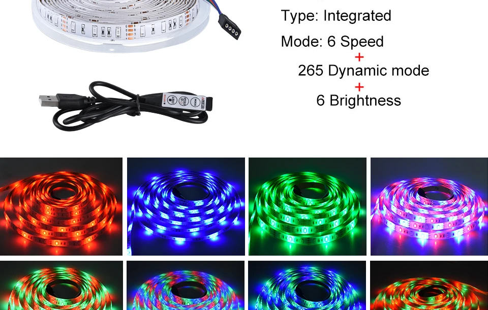 USB LED Strip Light TV Background Lighting SMD3528 DC 5V Flexible Diode Tape 50CM 1M 2M 3M 4M 5M RGB Neon Ribbon (4)