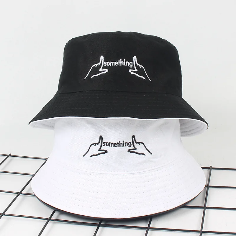 Letters Embroidery Reversible Bucket Hats For Men Women Japan and Korea Streetwear Harajuku Cap Ladies Summer Boonie Hat