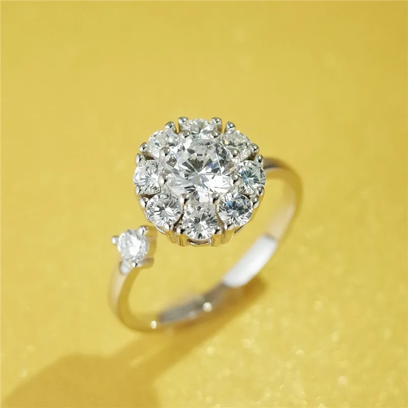 Rotatable ring full cubic zircon lucky ring 100% Sterling 925 silver Jewelry Vintage Adjustable rings for women gift free size