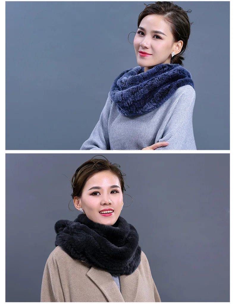 New Women's Natural Fur Shawls Wraps Genuine Rabbit Fur Neck Scarf High Quality Real Fur Scarves For Women (14)