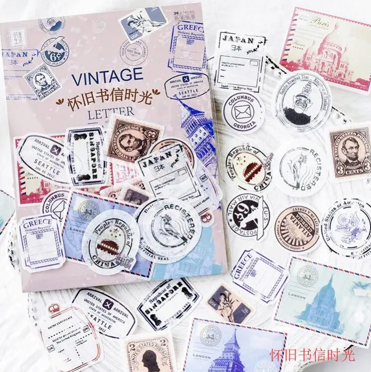 

WOKO 30pc Vintage letter stamp Nostalgia for letter time Decorative Sticker DIY Scrapbooking planner Diary Album Sticker Escolar
