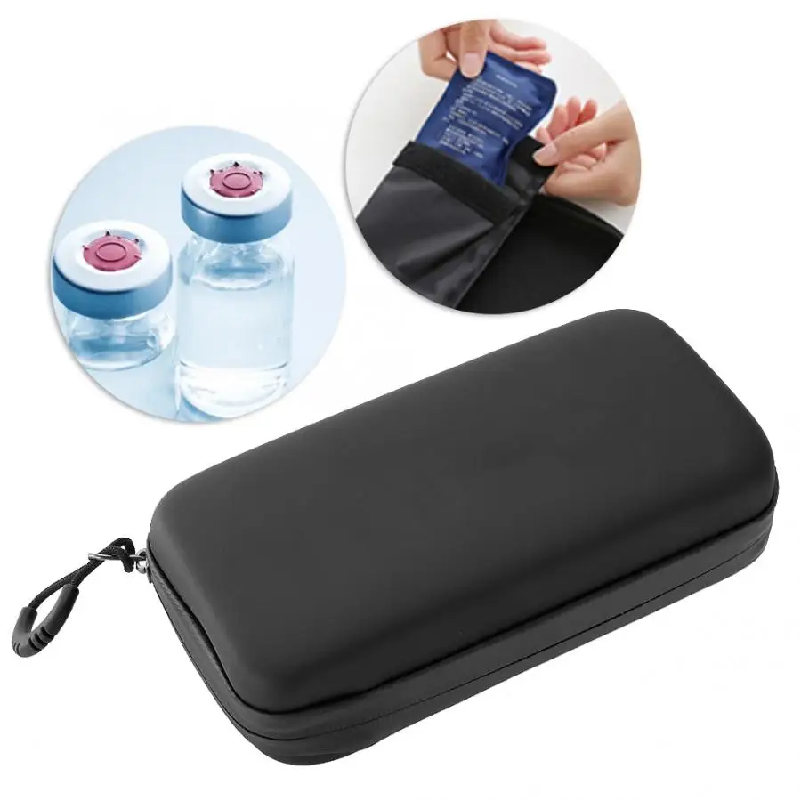 Портативный диабетический инсулиновый кулер сумка органайзер медицинская изоляция охлаждения Дорожный Чехол инсулин Органайзер - Цвет: Черный