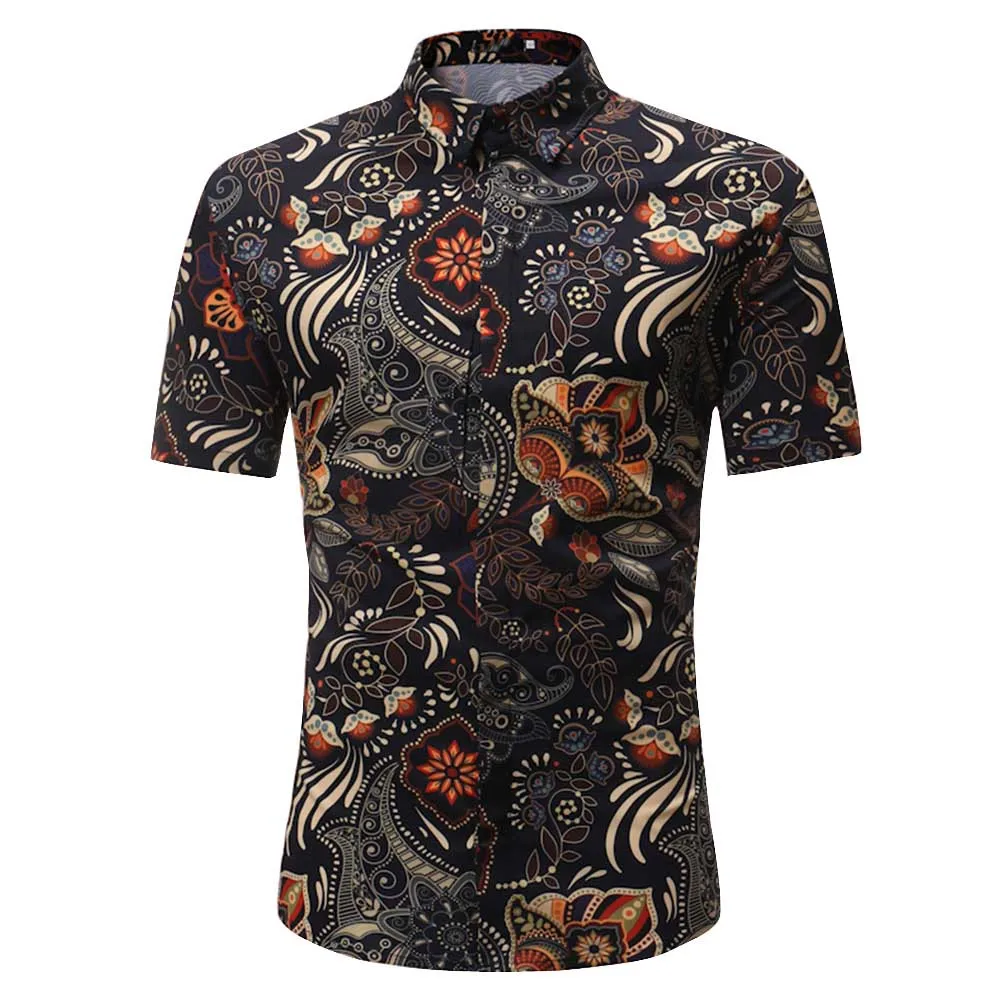 

Men Shirts New Fashion Short Sleeve Shirt Men Casual Clothing Printed Short Sleeve Slim Top Blouse Male Shirt camisa masculina