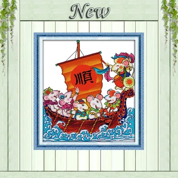 

Everything is going smoothly mascot paintings counted print on canvas DMC 11CT 14CT Cross Stitch kits needlework embroidery Sets