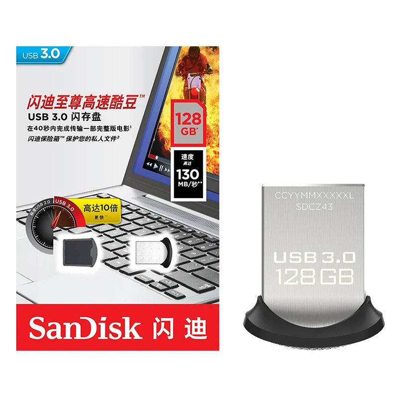 Original SanDisk usb flash drive 16GB 32GB SDCZ43 mini pendrive 64GB 128GB USB Stick Flash Drive High speed 130mb/s pen drive