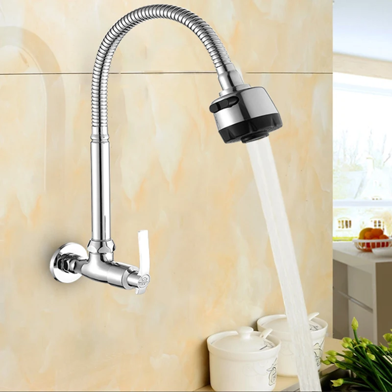 Free Shipping In Wall Mounted Copper Kitchen Faucet Fold
