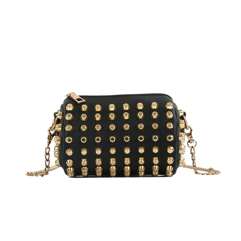 

Kids Messenger Bag Rivet Crossbody Bag For Girls PU Leather Children Chain Bag Rock Handbag For Kids