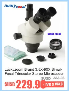 Luckyzoom бренд 3.5X-45X Simul-Focal Тринокулярный зум стерео микроскоп головка WF10X/20 SZM0.5X WD165mm аксессуары для микроскопов