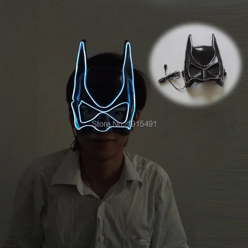 Лидер продаж оптовая продажа 5 шт./лот Blink Бэтмен половина Уход за кожей лица EL провода партия маска Оригинальные светильники блеск led neon