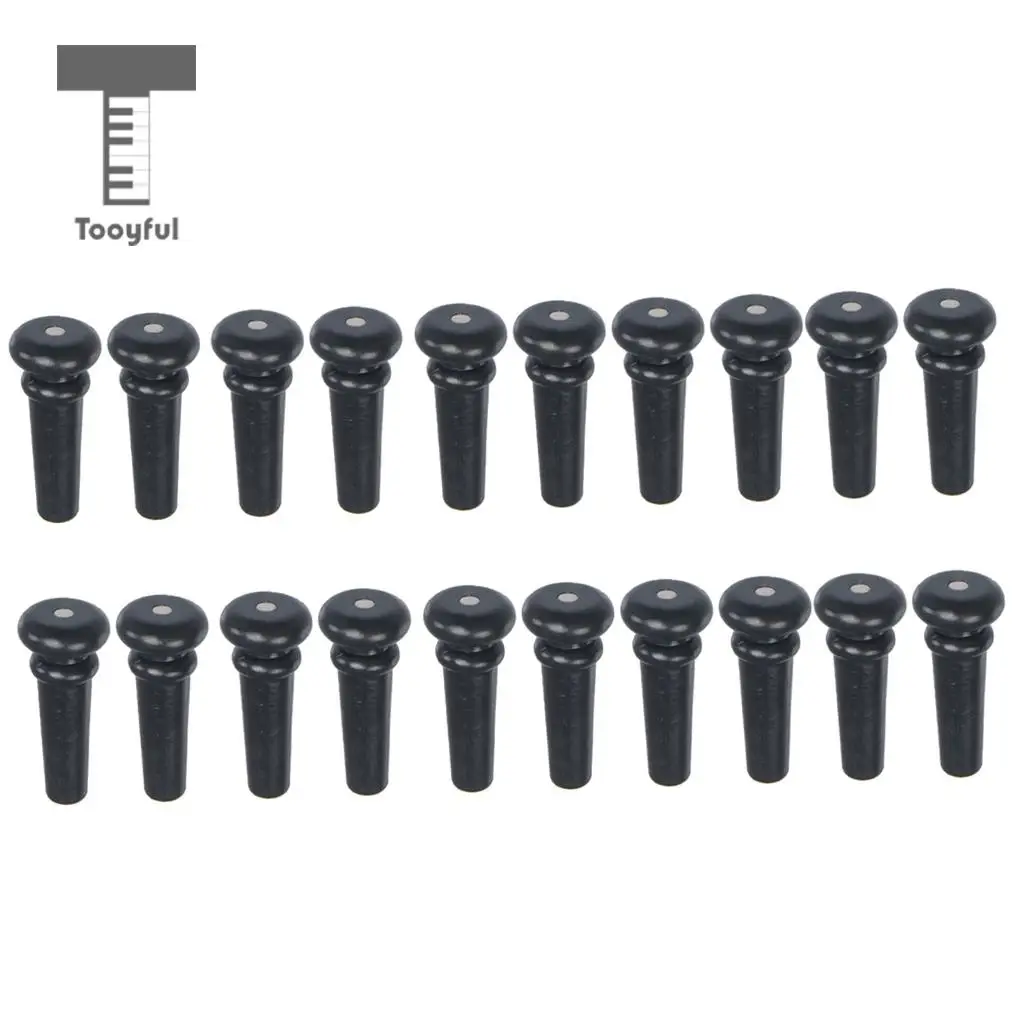 20pcs Acoustic Folk Guitar Plastic Endpins with Dot Inlay Black