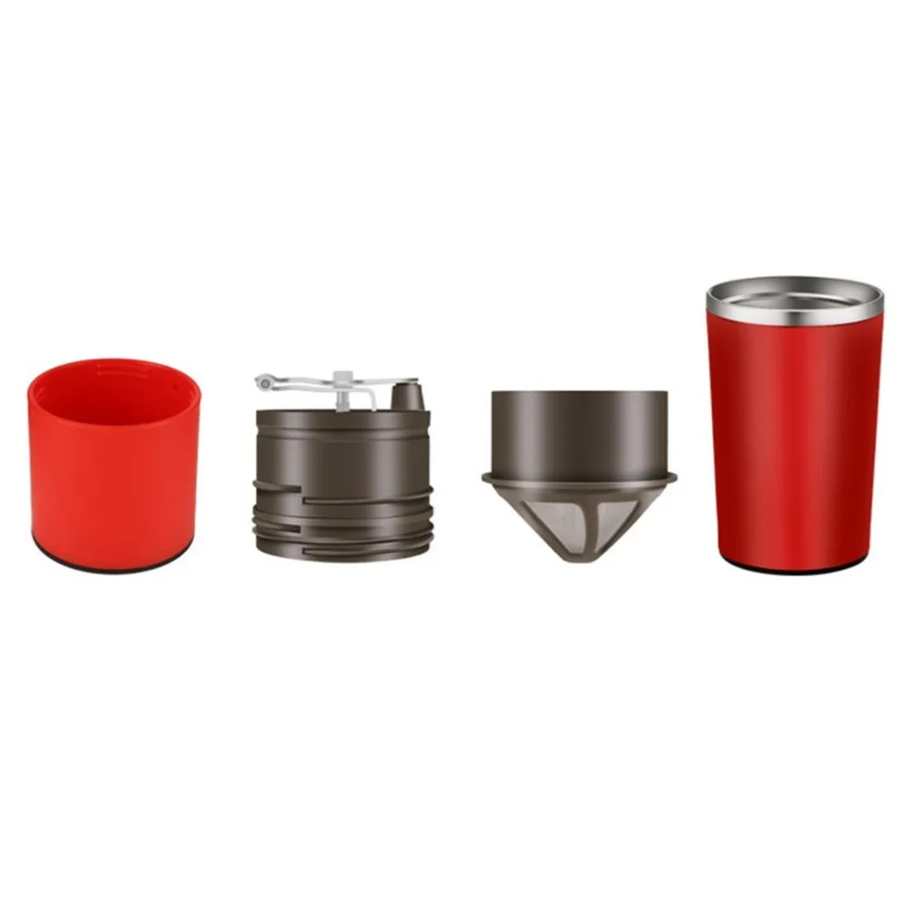 Mini Portable Coffee Machine Red Coffee Maker Manual Coffee Bean Grinder Multifunctional Coffee Grinder For Camping Hiking