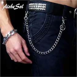 Модные панк хип-хоп модные пояс поясная цепь мужские брюки цепь горячие мужские джинсы серебряные металлические аксессуары для одежды