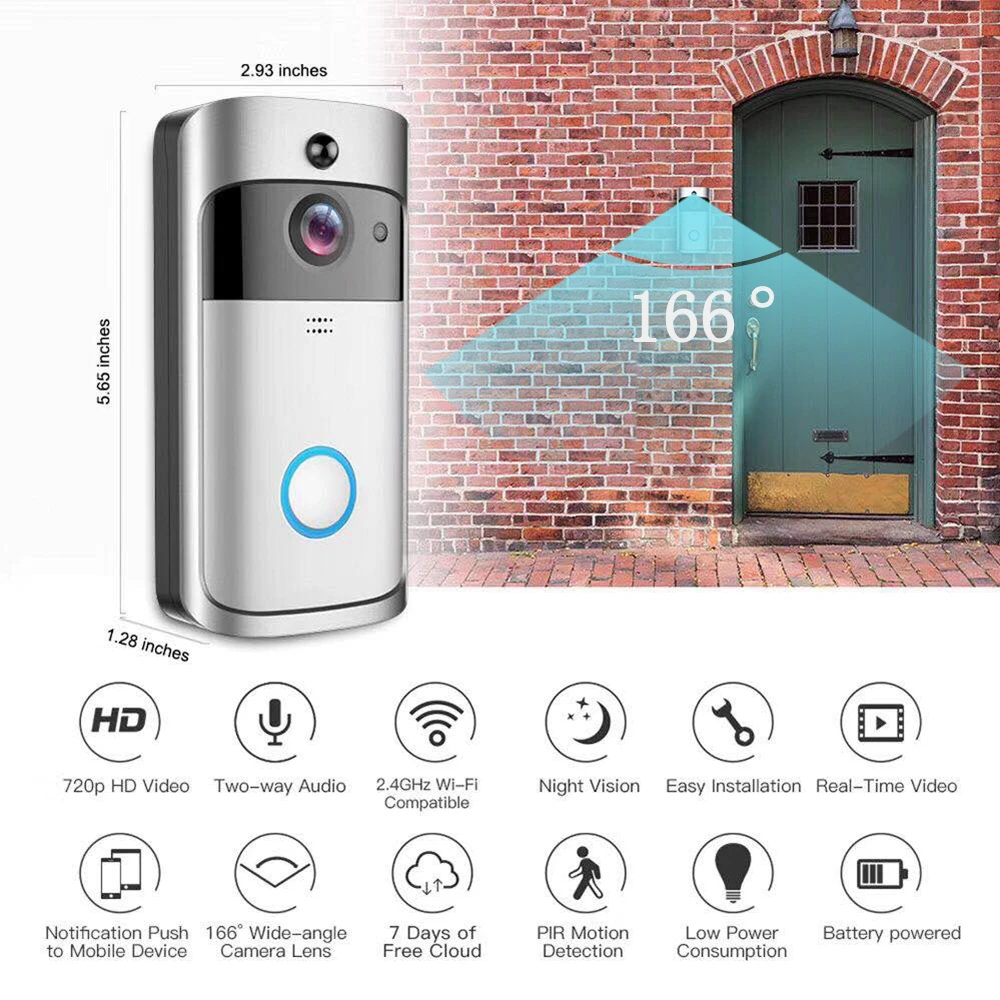 

EKEN V5 Smart Phone Call Visual Recording Video Doorbell Night Vision Wireless WiFi Security Home Monitor Intercom Door bell