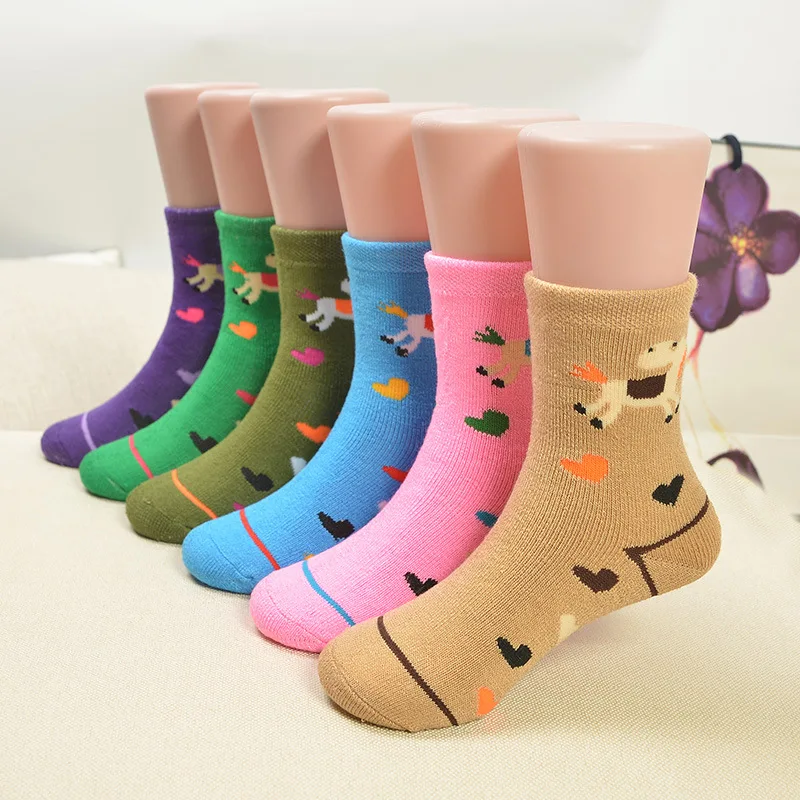 

Spring 1-12 years old cartoon skin antibacterial thick warm socks fashion children terry socks factory direct