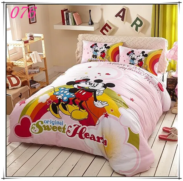 Mickey Mouse kids print bedding set 4pc bedclothes 100 Cotton Duvet