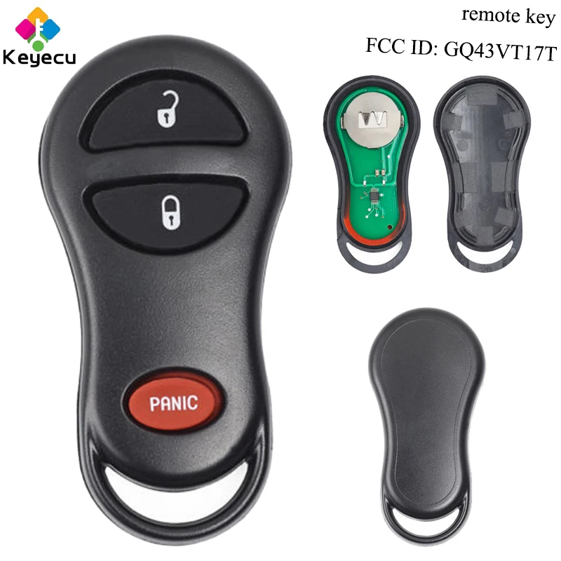 

KEYECU Replacement Keyless Entry Remote Control Car Key With 3 Buttons - Fob for Dodge RAM 1500 2003-2005 DAKOTA FCC: GQ43VT17T
